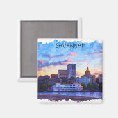 Savannah Georgia Skyline Riverfront Magnet (Vorderseite/Rückseite)