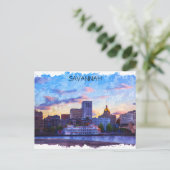Savannah Georgia Skyline Riverfront Postkarte (Stehend Vorderseite)