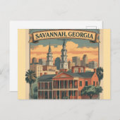 Savannah Georgia Skyline | Save Cityscape Postkarte (Vorne/Hinten)