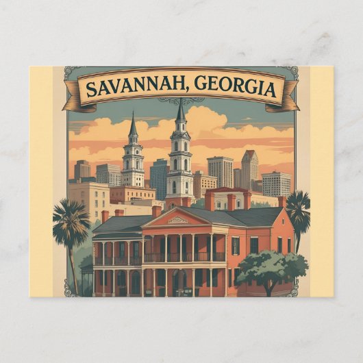 Savannah Georgia Skyline | Save Cityscape Postkarte (Vorderseite)