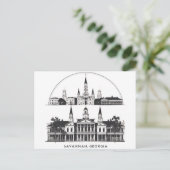 Savannah Georgia Skyline wird zu Postkarte (Stehend Vorderseite)