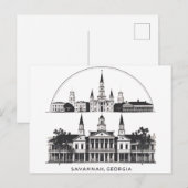 Savannah Georgia Skyline wird zu Postkarte (Vorne/Hinten)