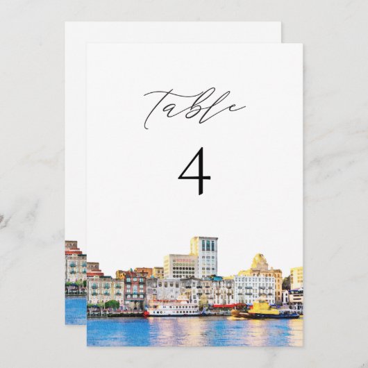 SAVANNAH Georgia Tischnummer Card (Vorne/Hinten)