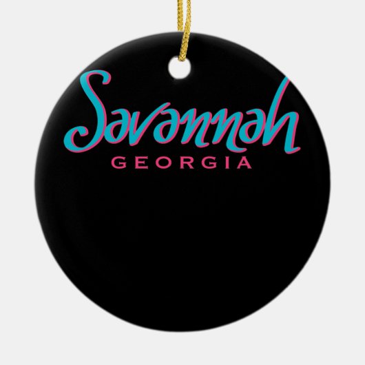 Savannah Georgia Typographic Souvenir Keramik Ornament (Vorne)