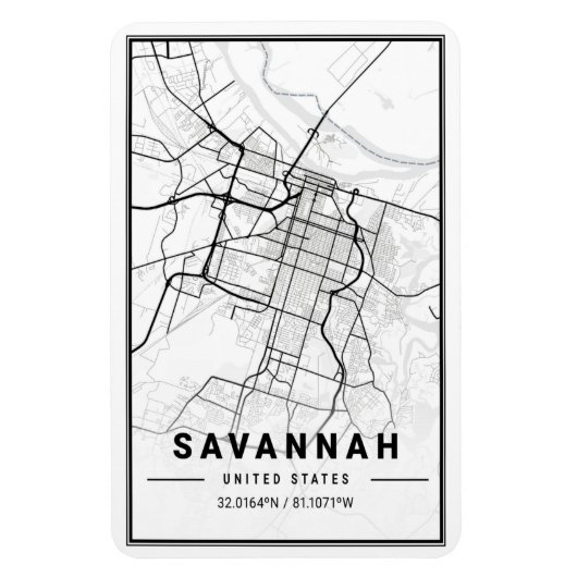 Savannah Georgia USA Travel City Map Magnet (Vertikal)