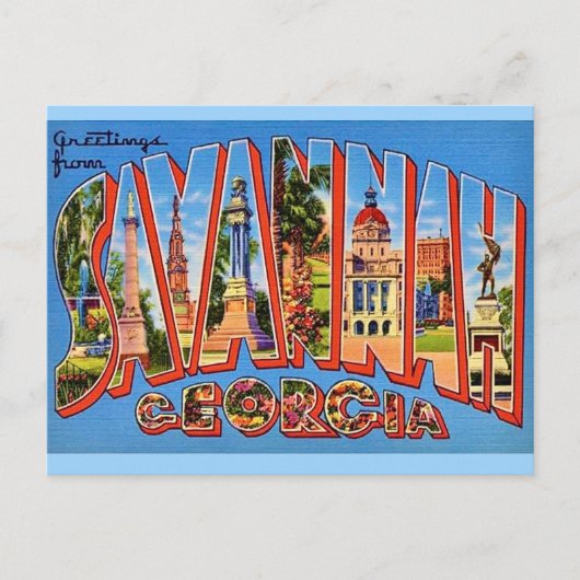 Savannah Georgia Vintag Postcard Postkarte (Vorderseite)