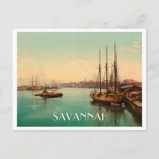 Savannah Georgia Vintag River Scene Postkarte (Vorderseite)
