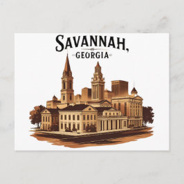 Savannah Georgia Vintag Skyline Postkarte