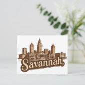 Savannah Georgia Vintag Skyline Postkarte (Stehend Vorderseite)