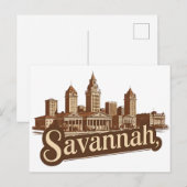 Savannah Georgia Vintag Skyline Postkarte (Vorne/Hinten)