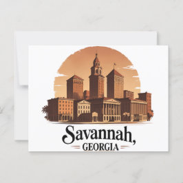 Savannah Georgia Vintag Skyline Postkarte