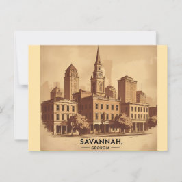 Savannah Georgia Vintag Skyline Postkarte