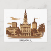 Savannah Georgia Vintag Skyline Postkarte (Vorderseite)