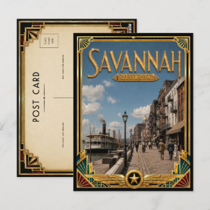 Savannah Georgia Vintage Art Deco Golden Age Postkarte