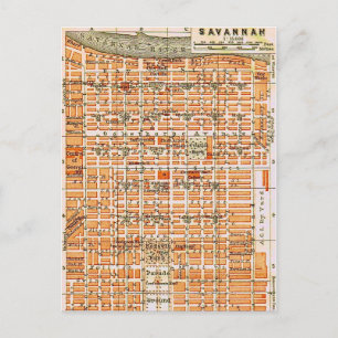 Savannah Georgia Vintage Landkarte Postkarte