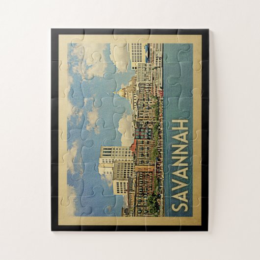 Savannah Georgia Vintage Travel Puzzle (Vertikal)