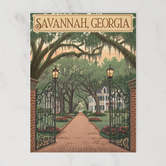 Savannah, Georgien Postkarte