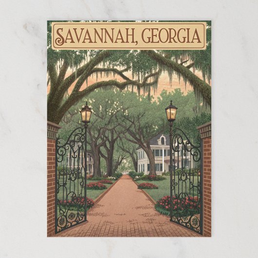 Savannah, Georgien Postkarte