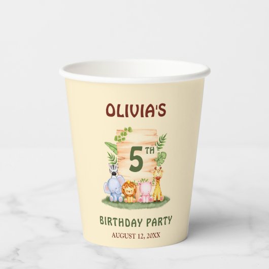 Savannah giraffe Löwe Hippo Zebra Elefant Pappbecher (Rückseite)