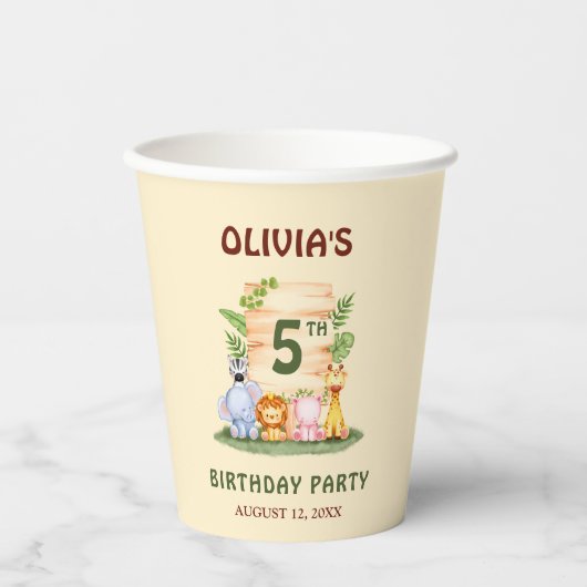 Savannah giraffe Löwe Hippo Zebra Elefant Pappbecher (Vorderseite)