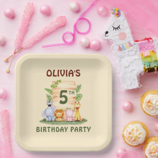 Savannah giraffe Löwe Hippo Zebra Elefant Pappteller