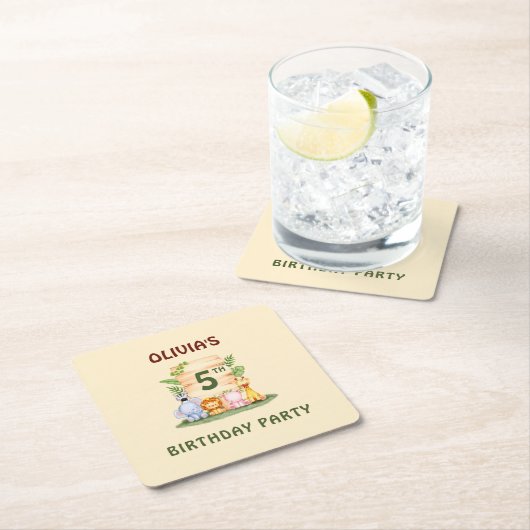 Savannah giraffe Löwe Hippo Zebra Elefant Rechteckiger Pappuntersetzer (Vor Ort)