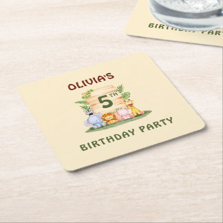 Savannah giraffe Löwe Hippo Zebra Elefant Rechteckiger Pappuntersetzer