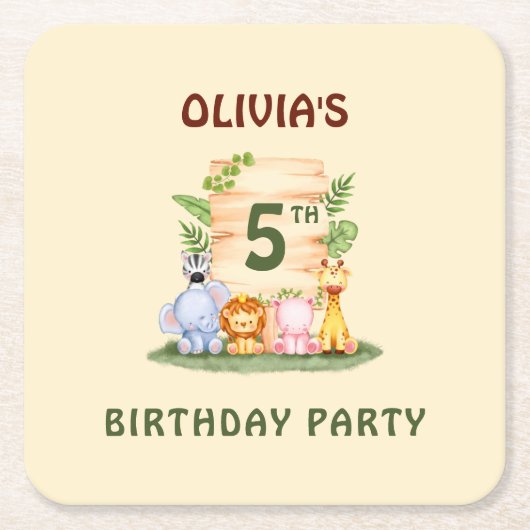 Savannah giraffe Löwe Hippo Zebra Elefant Rechteckiger Pappuntersetzer (Vorderseite)