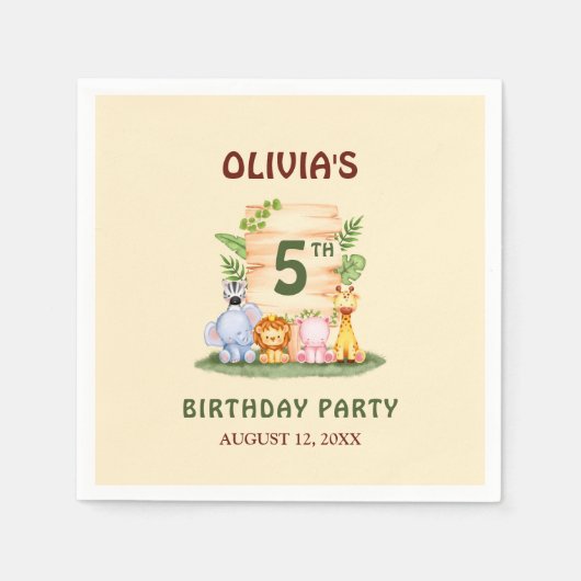 Savannah giraffe Löwe Hippo Zebra Elefant Serviette (Vorderseite)