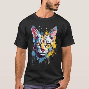 Savannah-Katze Gesicht Farbige Spritzkunst T-Shirt