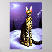 Savannah-Katze im Berg | AI Art Poster (Vorne)