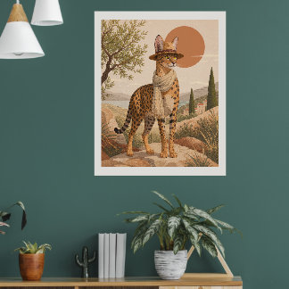 Savannah-Katzen-Explorer-Boho-Wandkunst-Druck Safa Poster