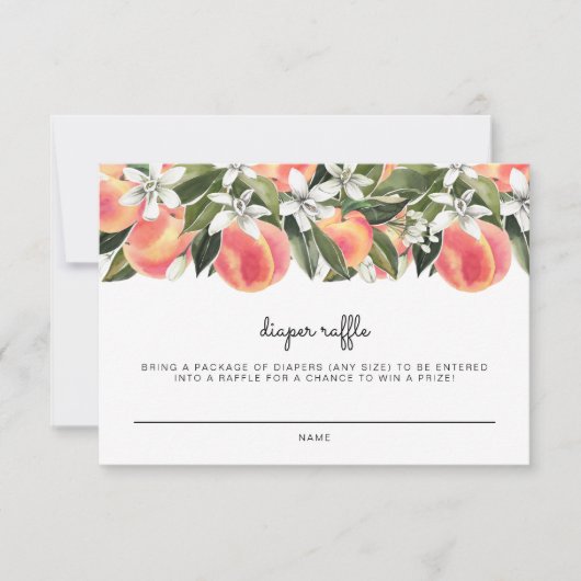 SAVANNAH Kleine Peach Baby Diaper Raffekarte Einladung (Vorderseite)