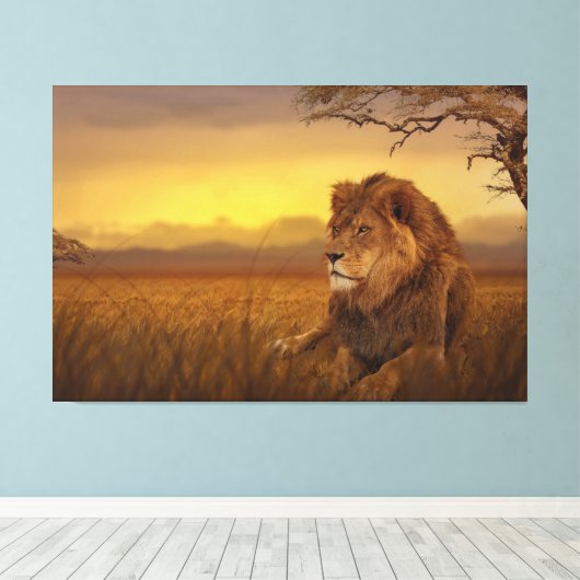 Savannah Löwe Leinwanddruck (Insitu (Holzboden))