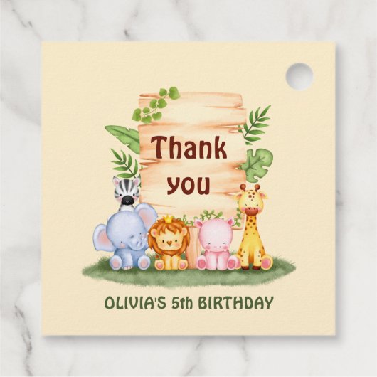 Savannah Löwe zebra hippo giraffe vielen Dank Geschenkanhänger (Rückseite)