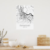 Savannah Map - Georgia - City Map Poster (Küche)