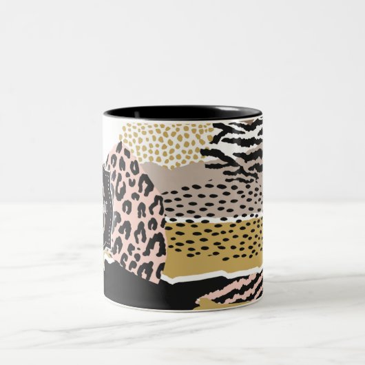 Savannah mit/ Custom Monogram & Name Zweifarbige Tasse (Mittel)