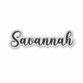 Savannah Name - Handgeschriebene Kalligrafie Aufkleber (Vorderseite)