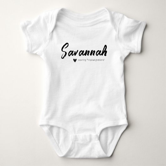 Savannah Name Reveal Bedeutung Minimal Modernes Sc Baby Strampler (Vorderseite)
