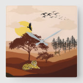 Savannah Nature Landschaft Paradies für Kletterhex Quadratische Wanduhr (Vorderseite)
