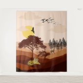 Savannah Nature Landschaft Sonnenuntergang Art Tap Wandteppich (Vorderseite)