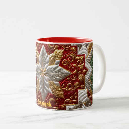SAVANNAH ~ PATCHWORT ~ CHRISTMAS PATTERN ~ ZWEIFARBIGE TASSE (VorderseiteRechts)