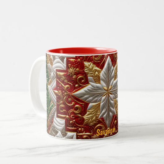 SAVANNAH ~ PATCHWORT ~ CHRISTMAS PATTERN ~ ZWEIFARBIGE TASSE (Vorderseite Links)