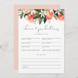 SAVANNAH Peach Baby Advice and Predictions Card Einladung