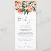 SAVANNAH Peach Baby Showtisch Dankeschön Karte (Vorderseite)