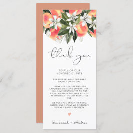 SAVANNAH Peach Baby Showtisch Dankeschön Karte