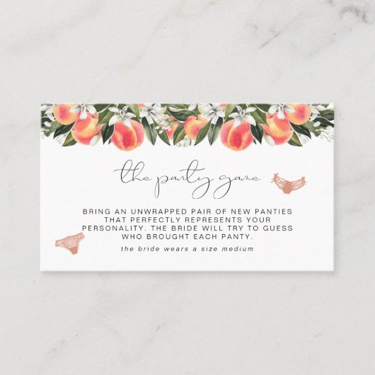 SAVANNAH Peach Bachelorette Panty Game Ticket (Vorderseite)