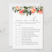 SAVANNAH Peach over under Baby Dusche Game Card Einladung (Vorderseite)