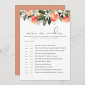 SAVANNAH Peach over under Baby Dusche Game Card Einladung (Vorne/Hinten)