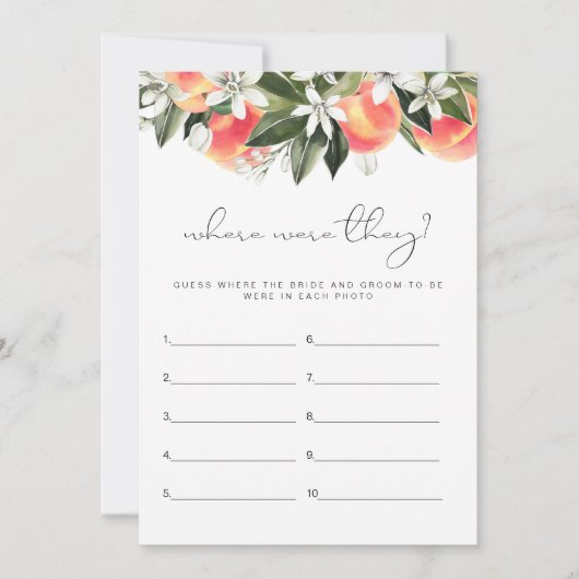 SAVANNAH Peach Wo waren sie Brautparty Game Einladung (Vorderseite)